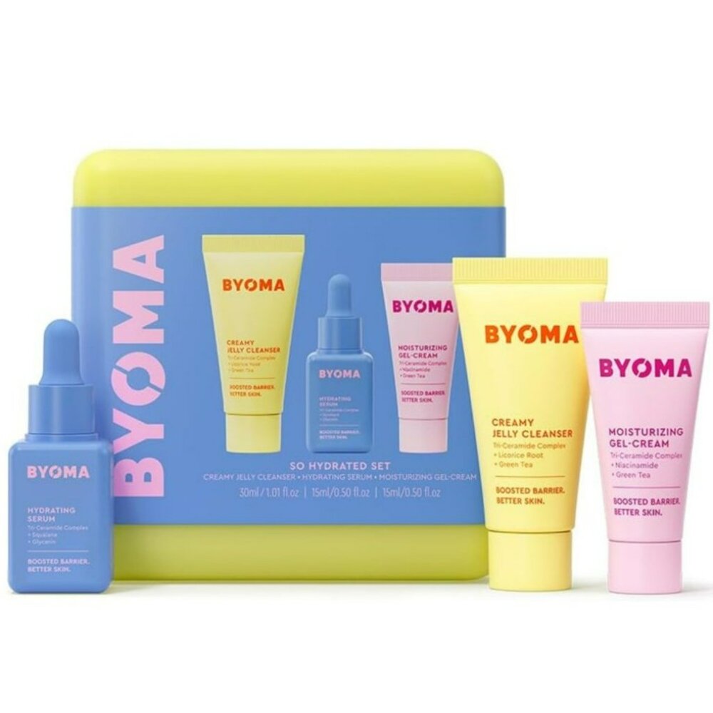 BYOMA Skincare Set in case; Cleanse, Hydrate and Protect